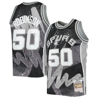 Men's San Antonio Spurs David Robinson Mitchell & Ness Black Hardwood Classics 1998-99 Hyper Hoops Swingman Jersey