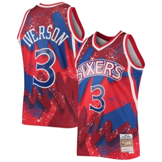 Men's Philadelphia 76ers Allen Iverson Mitchell & Ness Red Hardwood Classics 1996 Hyper Hoops Swingman Jersey