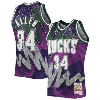 Men's Milwaukee Bucks Ray Allen Mitchell & Ness Purple Hardwood Classics 2000 Hyper Hoops Swingman Jersey