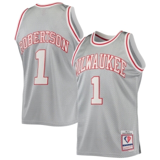 Men's Milwaukee Bucks Oscar Robertson Silver Mitchell & Ness 75th Anniversary 1971-72 Hardwood Classics Swingman Jersey