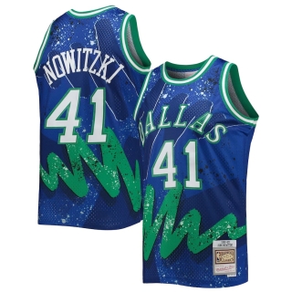 Men's Dallas Mavericks Dirk Nowitzki Mitchell & Ness Blue Hardwood Classics 1998-99 Hyper Hoops Swingman Jersey