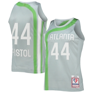 Men's Atlanta Hawks Pete Maravich Silver Mitchell & Ness 75th Anniversary 1971-72 Hardwood Classics Swingman Jersey