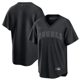 Men's Los Angeles Angels Nike Black Pitch Black Fashion Replica Jersey