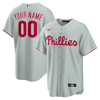 Men's Philadelphia Phillies Nike Gray Road Custom Replica Jersey