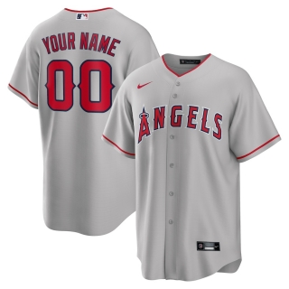 Men's Los Angeles Angels Nike Gray Road Custom Replica Jersey