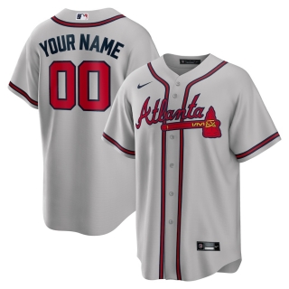 Men's Atlanta Braves Nike Gray Road Custom Replica Jersey