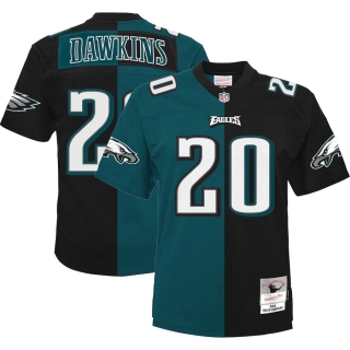 Men's Philadelphia Eagles Brian Dawkins Mitchell & Ness Midnight Green Black Big & Tall Split Legacy Retired Player Replica Jersey