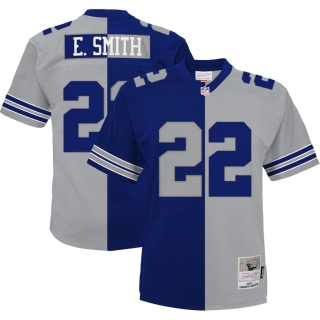 Men's Dallas Cowboys Emmitt Smith Mitchell & Ness Navy Silver Big & Tall Split Legacy Retired Player Replica Jersey