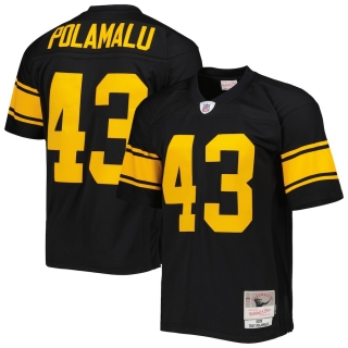 Men's Pittsburgh Steelers Troy Polamalu Mitchell & Ness Black Alternate 2008 Legacy Replica Jersey