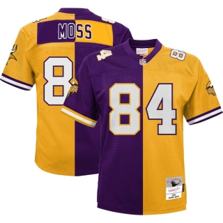 Men's Minnesota Vikings Randy Moss Mitchell & Ness Purple Gold Big & Tall Split Legacy Retired Player Replica Jersey