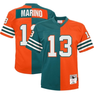 Men's Miami Dolphins Dan Marino Mitchell & Ness Aqua Orange Big & Tall Split Legacy Retired Player Replica Jersey