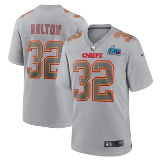 Men's Kansas City Chiefs Nick Bolton Nike Gray Super Bowl LVII Patch Atmosphere Fashion Game Jersey