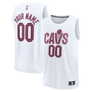 Men's Cleveland Cavaliers Fanatics Branded White Fast Break Custom Replica Jersey - Association Edition