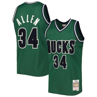 Men's Milwaukee Bucks Ray Allen Mitchell & Ness Green Hardwood Classics Off-Court Swingman Jersey