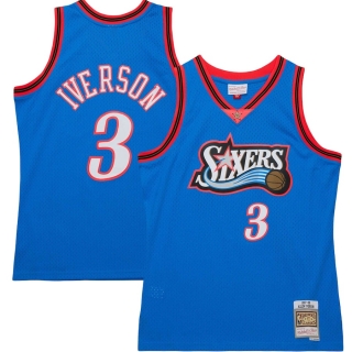 Men's Philadelphia 76ers Allen Iverson Mitchell & Ness Royal Hardwood Classics 1997-98 Tropical Swingman Jersey