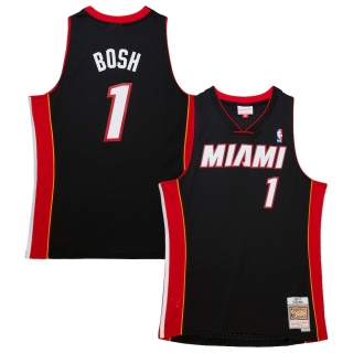 Men's Miami Heat Chris Bosh Mitchell & Ness Black Hardwood Classics Swingman Jersey