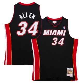 Men's Miami Heat Ray Allen Mitchell & Ness Black Hardwood Classics Swingman Jersey