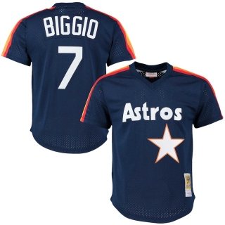 Men's Houston Astros Craig Biggio Mitchell & Ness Navy 1991 Cooperstown Collection Mesh Pullover Jersey