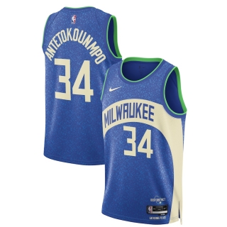 Unisex Milwaukee Bucks Giannis Antetokounmpo Nike Blue 2023-24 Swingman Jersey - City Edition
