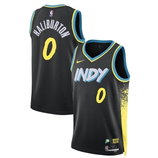 Unisex Indiana Pacers Tyrese Haliburton Nike Black 2023-24 Swingman Jersey - City Edition