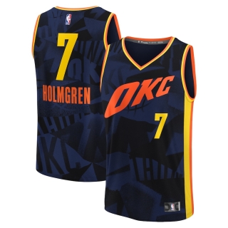Unisex Oklahoma City Thunder Chet Holmgren Fanatics Branded Navy 2023-24 Fast Break Jersey - City Edition
