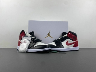 Perfect Air Jordan 1 Mid  'Black Toe' Men's Shoes 351