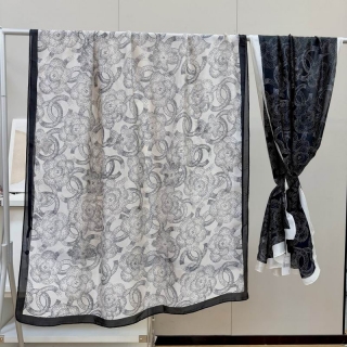 Chanel silk scarf 90-180cm E14 (1)_2768484