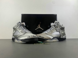 Perfect Air Jordan 5 Wings“Medium Grey Black” Men's Shoes