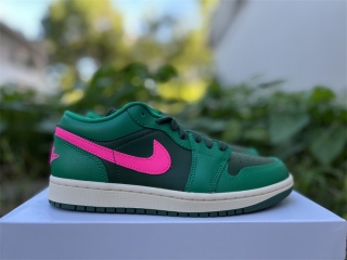 Authentic Air Jordan 1 Low Malachite Fir-Pink Blast-Coconut Milk