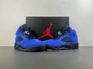 Perfect Air Jordan 5 Retro Blue Suede Men's Shoes