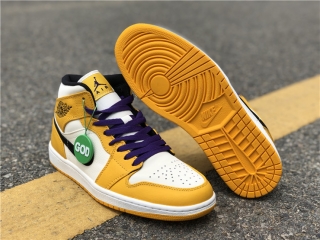 Authentic Air Jordan 1 A J 1 Mid “Lakers” GS Shoes