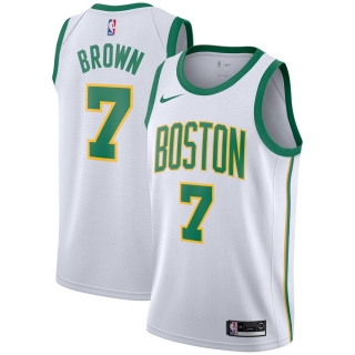 Men's Boston Celtics Jaylen Brown Nike White City Edition Swingman Jersey