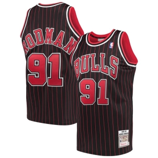 Men's Chicago Bulls Dennis Rodman Mitchell & Ness Black 1995-96  Authentic Jersey