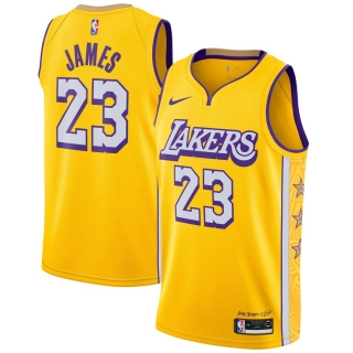Men's Nike LeBron James Yellow Los Angeles Lakers 2019-20 Finished Swingman Jersey - City Edition