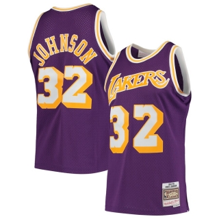 Men's Los Angeles Lakers Magic Johnson Mitchell & Ness Purple 1984-85