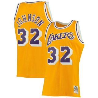 Men's Los Angeles Lakers Magic Johnson Mitchell & Ness Gold Big & Tall Hardwood Classics Jersey