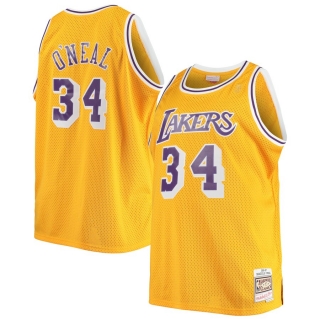 Men's Los Angeles Lakers Shaquille O'Neal Mitchell & Ness Gold Big & Tall Hardwood Classics Jersey