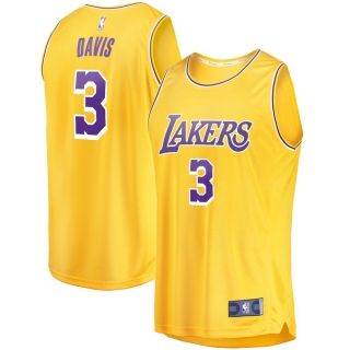 Men's Los Angeles Lakers Anthony Davis Gold 2019-20 Fast Break Replica Jersey - Icon Edition