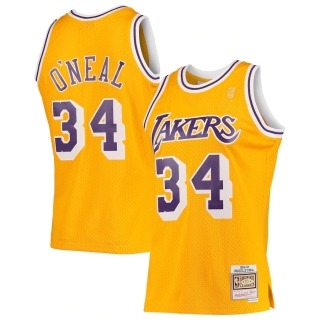 Men's Los Angeles Lakers Shaquille O'Neal Mitchell & Ness Gold Hardwood Classics 1996-97 Swingman Jersey