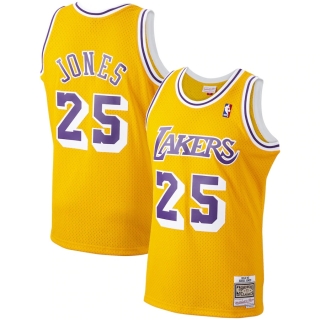 Men's Los Angeles Lakers Ed Jones Mitchell & Ness Gold 1994-95 Hardwood Classics Swingman Player Jersey