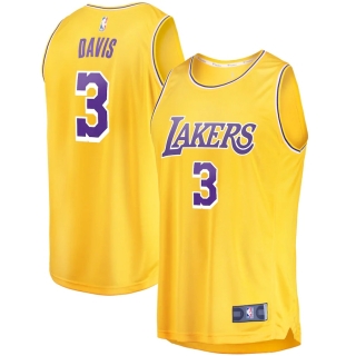 Men's Los Angeles Lakers Anthony Davis Fanatics Branded Gold 2019-20 Fast Break Replica Jersey - Icon Edition