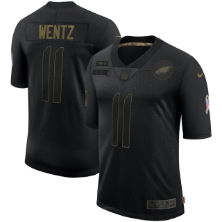Men's Philadelphia Eagles Carson Wentz Nike Black 2020 Salute To Service Limited Jersey