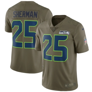 Men's Seattle Seahawks Richard Sherman Nike Olive Salute To Service Limited Jersey