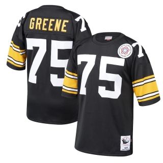 Men's Pittsburgh Steelers Joe Greene Mitchell & Ness Black 1975 Authentic Throwback Retired Player Jersey