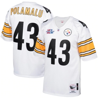 Men's Pittsburgh Steelers Troy Polamalu Mitchell & Ness White 2005 Authentic Throwback Retired Player Jersey