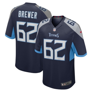 Men's Tennessee Titans Aaron Brewer Nike Navy Game Jersey
