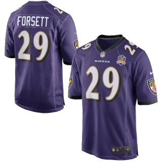 Men's Baltimore Ravens Justin Forsett Nike Purple Team Game 2015 Patch Jersey