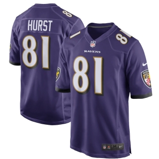 Men's Baltimore Ravens Hayden Hurst Nike Purple Game Jersey