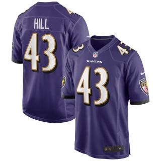 Men's Baltimore Ravens Justice Hill Nike Purple Game Jersey