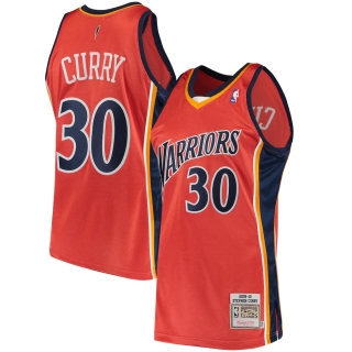 Men's Golden State Warriors Stephen Curry Mitchell & Ness Orange Road 2009-10 Hardwood Classics Authentic Jersey